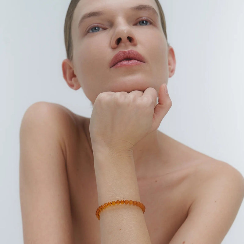 Silver Bracelet with Amber "Planètes d’Ambre", Medium