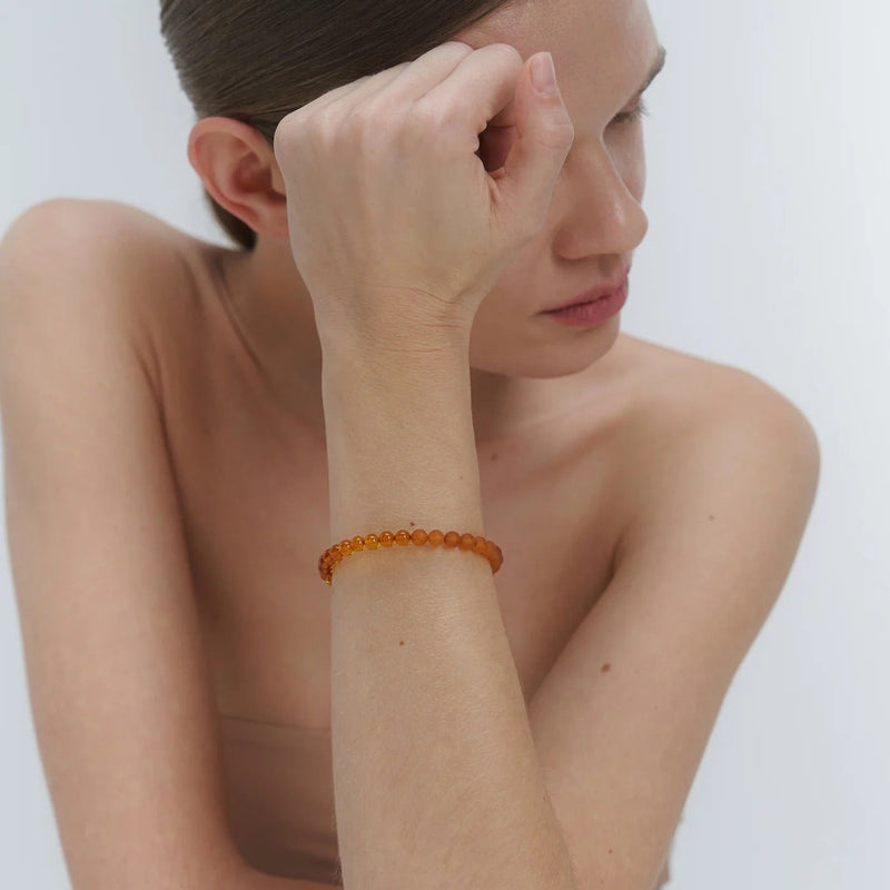 Silver Bracelet with Amber "Planètes d’Ambre", Medium