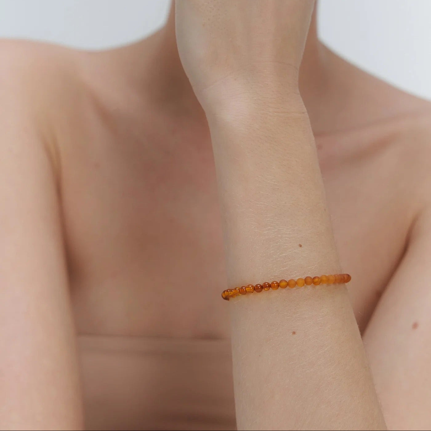 Silver Bracelet with Amber "Planètes d’Ambre", Small
