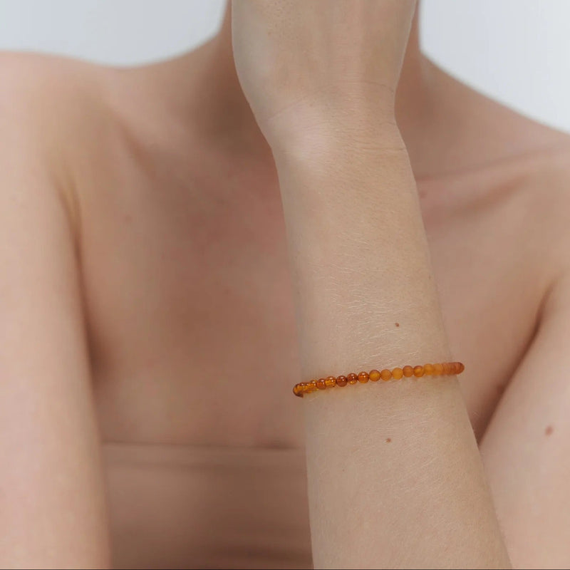 Silver Bracelet with Amber "Planètes d’Ambre", Small