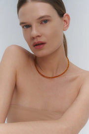 Silver Necklace with Amber "Planètes d’Ambre", Extra Small