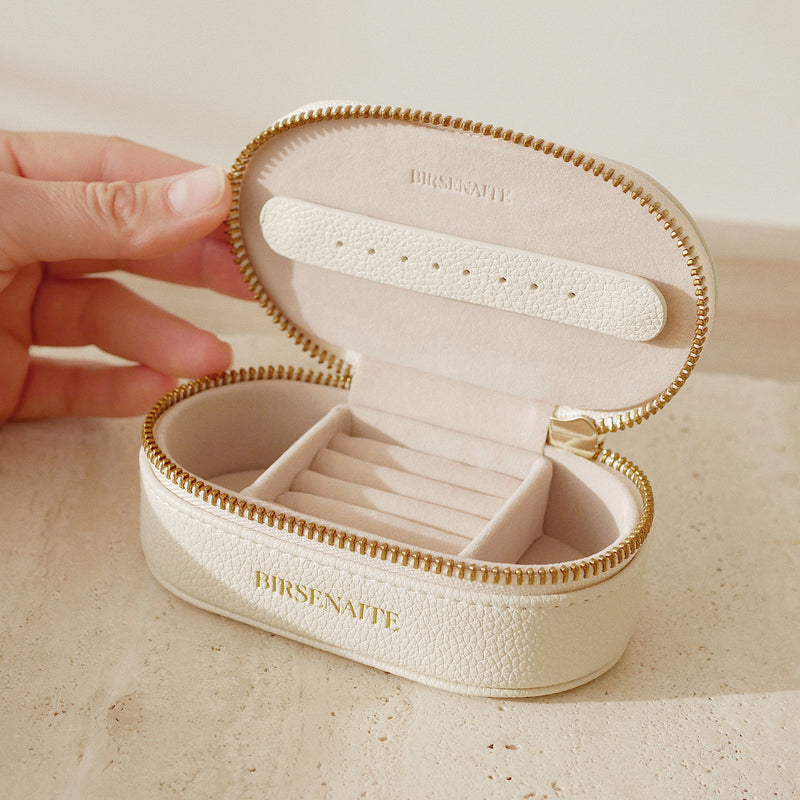 Mini Oval Cream Jewellery Case
