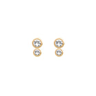 Gold Plated Silver Stud Earrings with Topaz "Double"