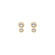 Gold Plated Silver Stud Earrings with Topaz "Double"
