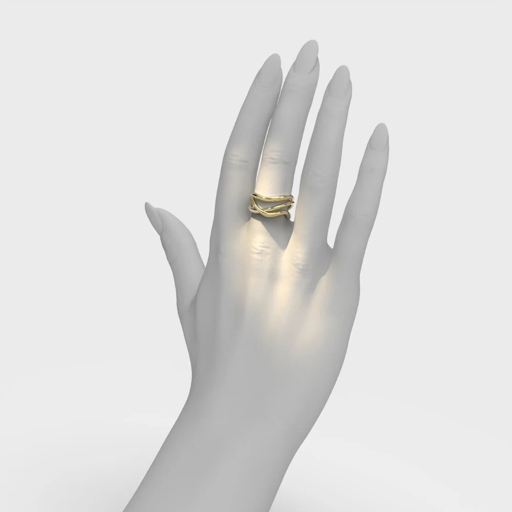 Yellow Gold Ring "Bare Souls. Three-Shank"