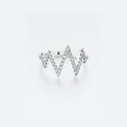 14k white gold ring set with 0.45 ct lab-grown diamonds, arranged in a striking zigzag silhouette.