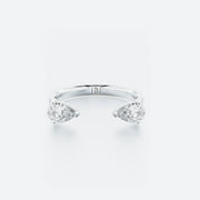 Pear-Shaped diamond hug ring featuring two pear-shaped diamonds gracefully set on an open band, with a total carat weight of 0.60 ct.