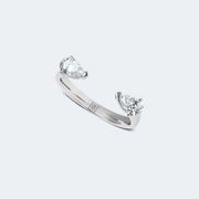 Pear-Shaped diamond hug ring featuring two pear-shaped diamonds gracefully set on an open band, with a total carat weight of 0.60 ct.