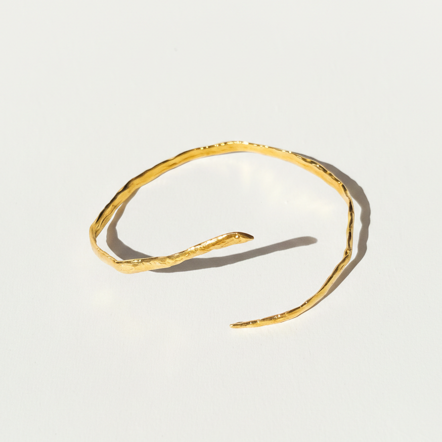 Gold-plated Silver Bangle "From Fear to Strenght Žaltys I"