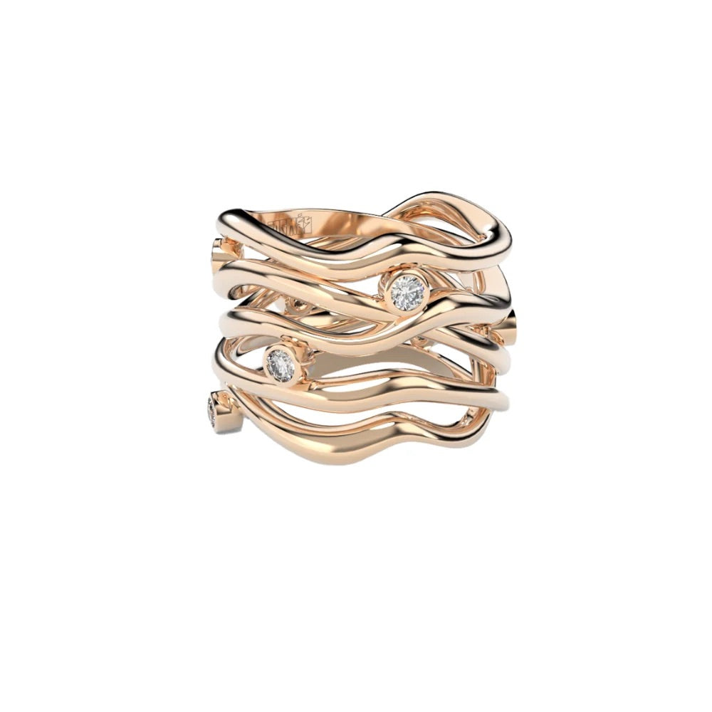 Yellow Gold Ring with Diamonds "Bare Souls"