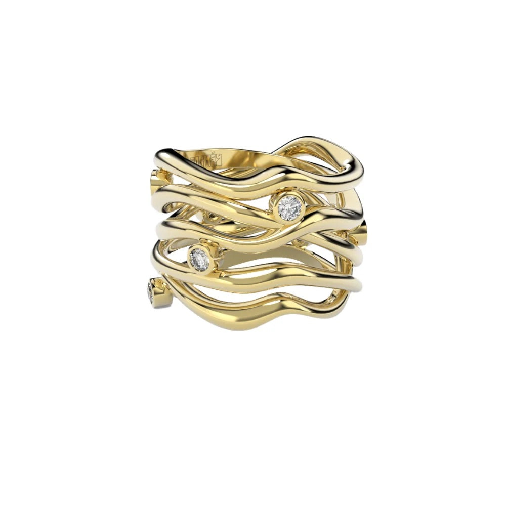 Yellow Gold Ring with Diamonds "Bare Souls. Five-Shank"