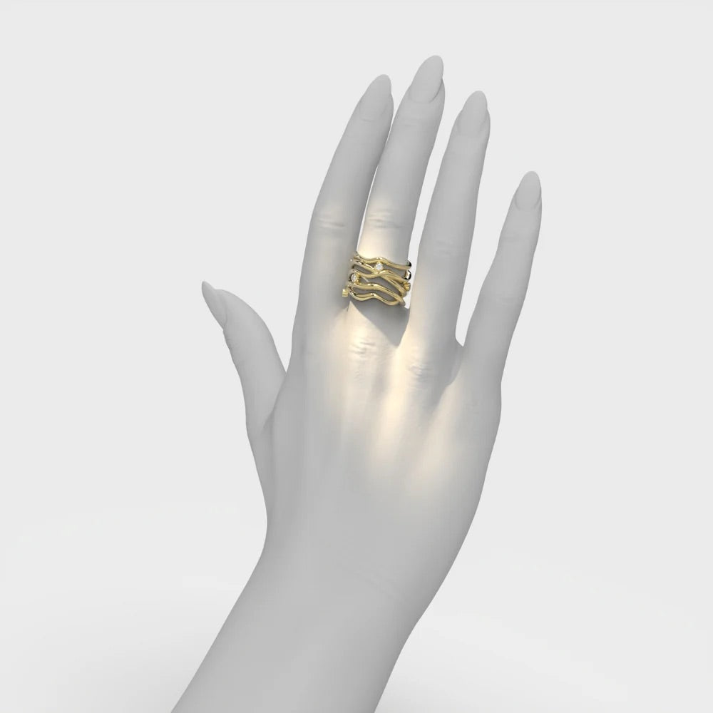 Yellow Gold Ring with Diamonds "Bare Souls"