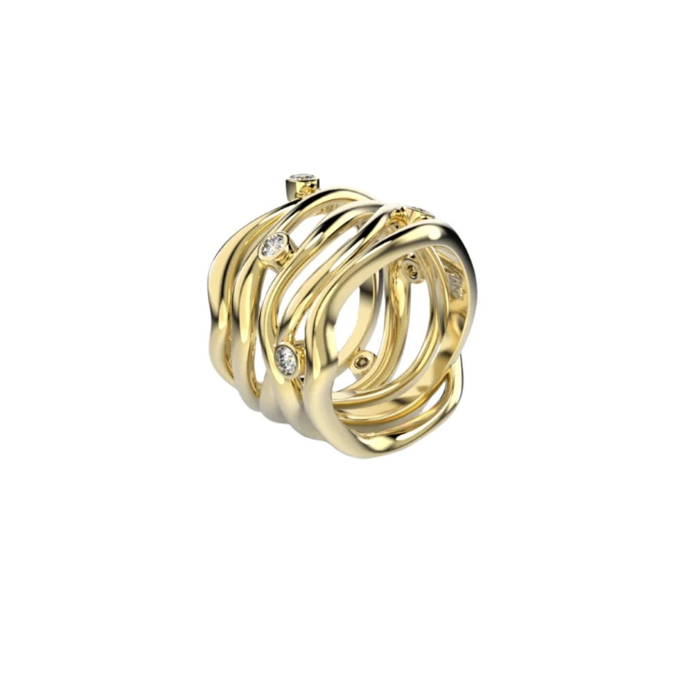 Yellow Gold Ring with Diamonds "Bare Souls. Five-Shank"