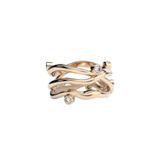 Rose Gold Ring with Diamonds "Bare Souls. Three-Shank"