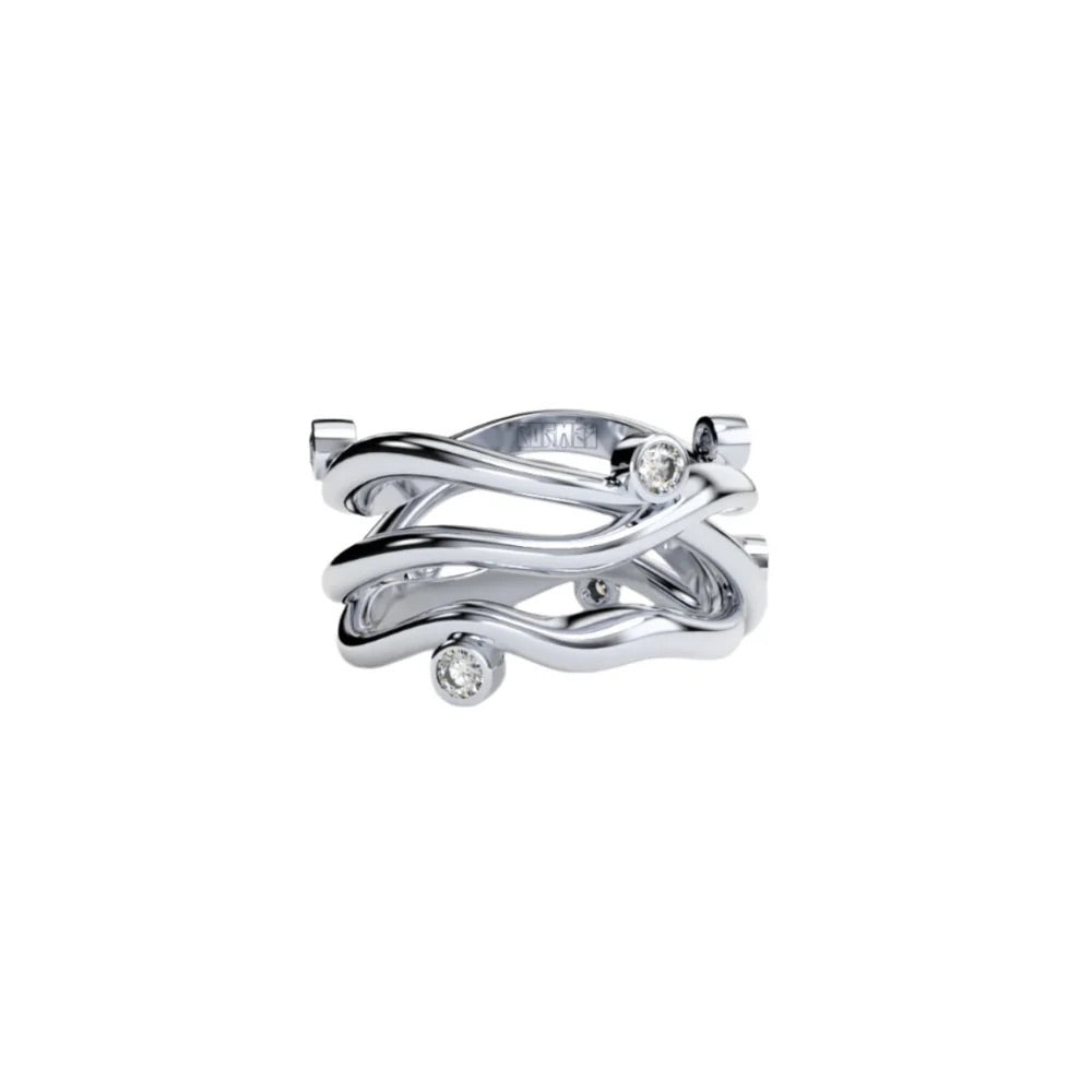White Gold Ring with Diamonds "Bare Souls. Three-Shank"