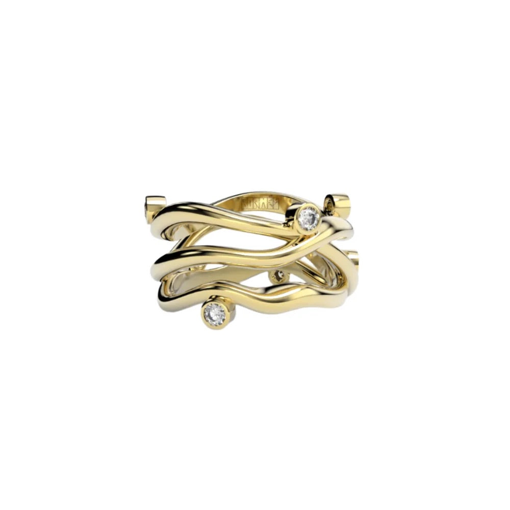 Yellow Gold Ring with Diamonds "Bare Souls. Three-Shank"