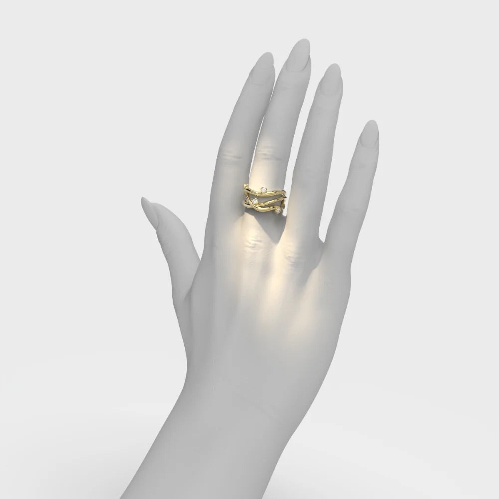 White Gold Ring with Diamonds "Bare Souls. Three-Shank"