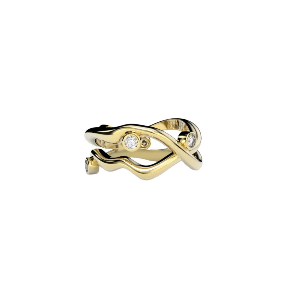 Yellow Gold Ring with Diamonds "Bare Souls. Two-Shank"