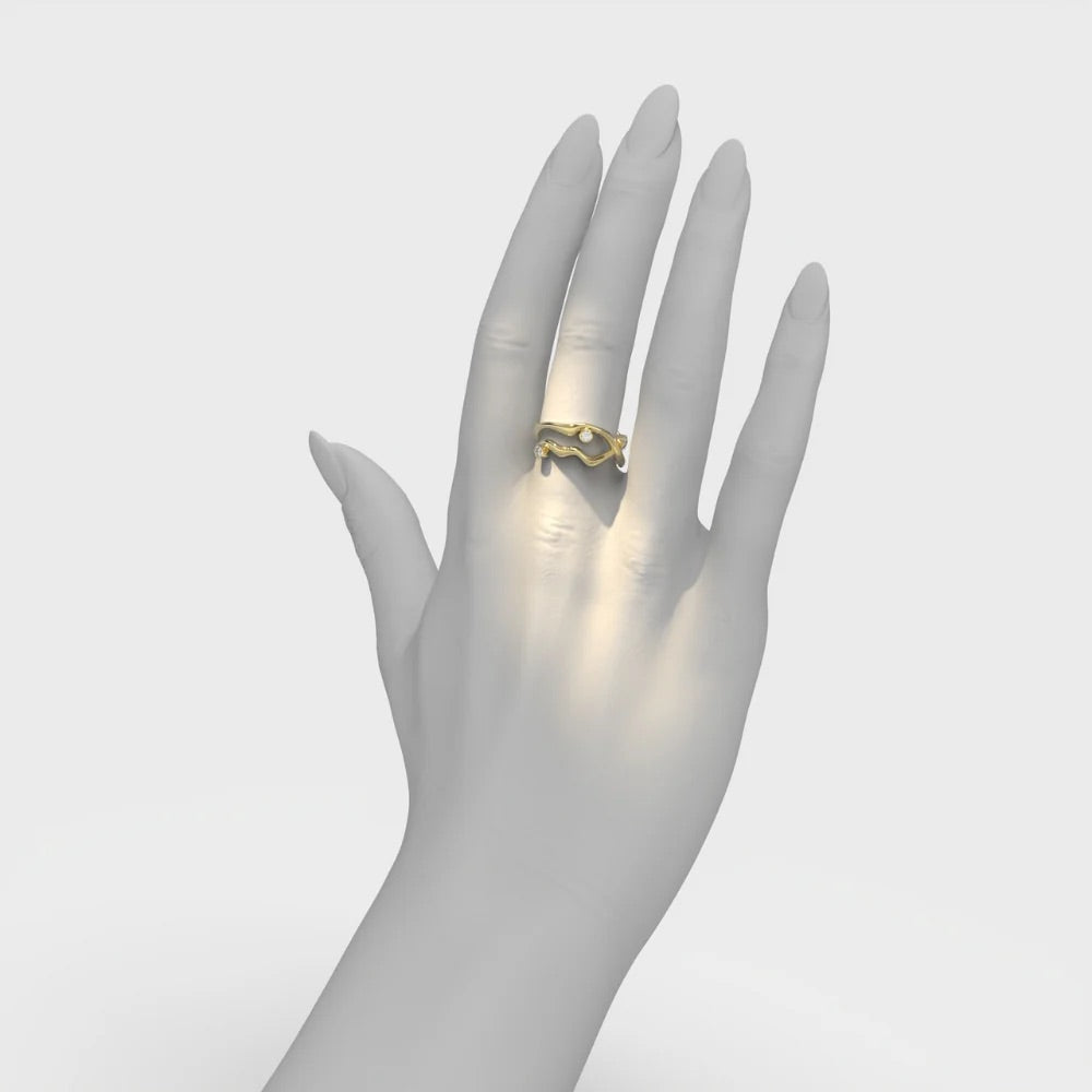 White Gold Ring with Diamonds "Bare Souls. Two-Shank"