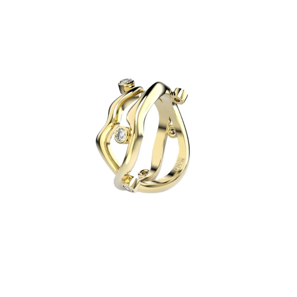 Yellow Gold Ring with Diamonds "Bare Souls. Two-Shank"