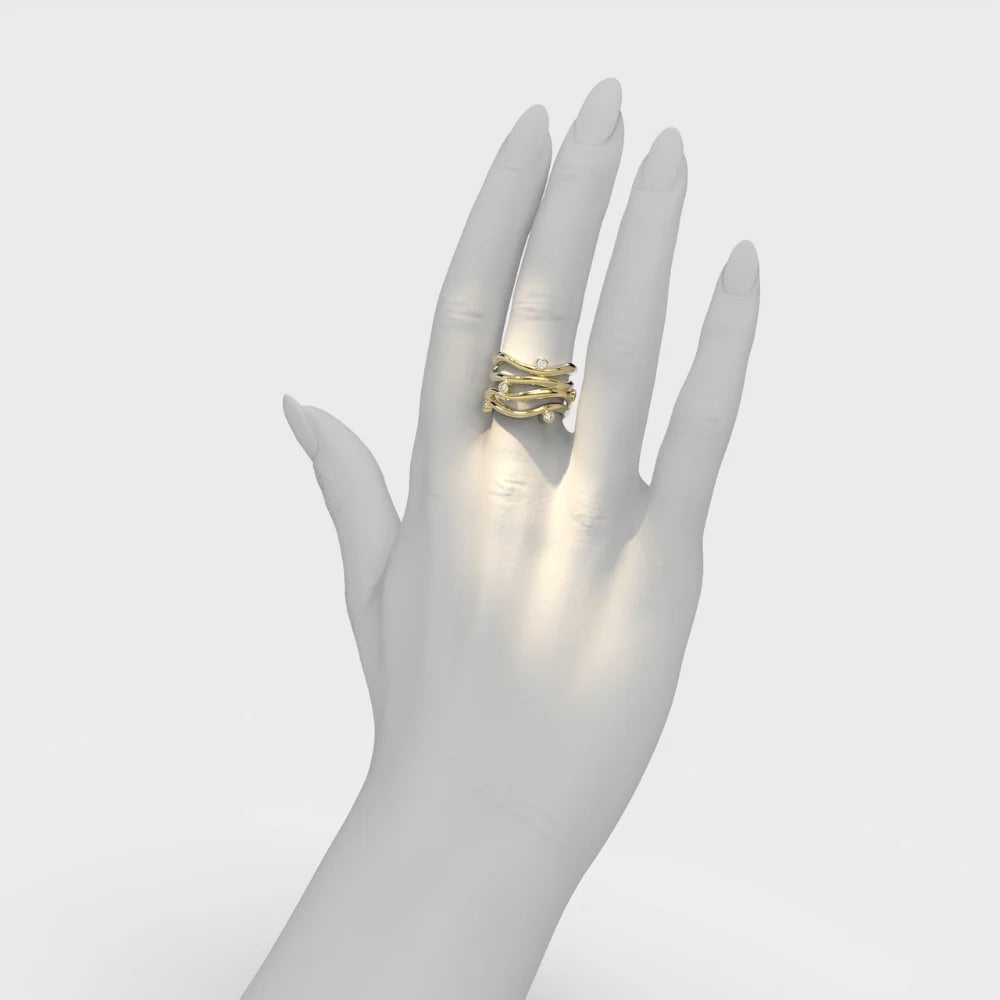 Yellow Gold Ring with Diamonds "Bare Souls"