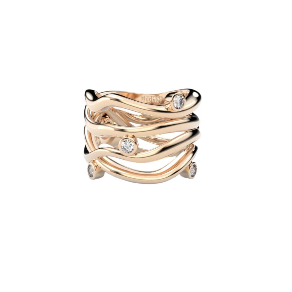 Yellow Gold Ring with Diamonds "Bare Souls"