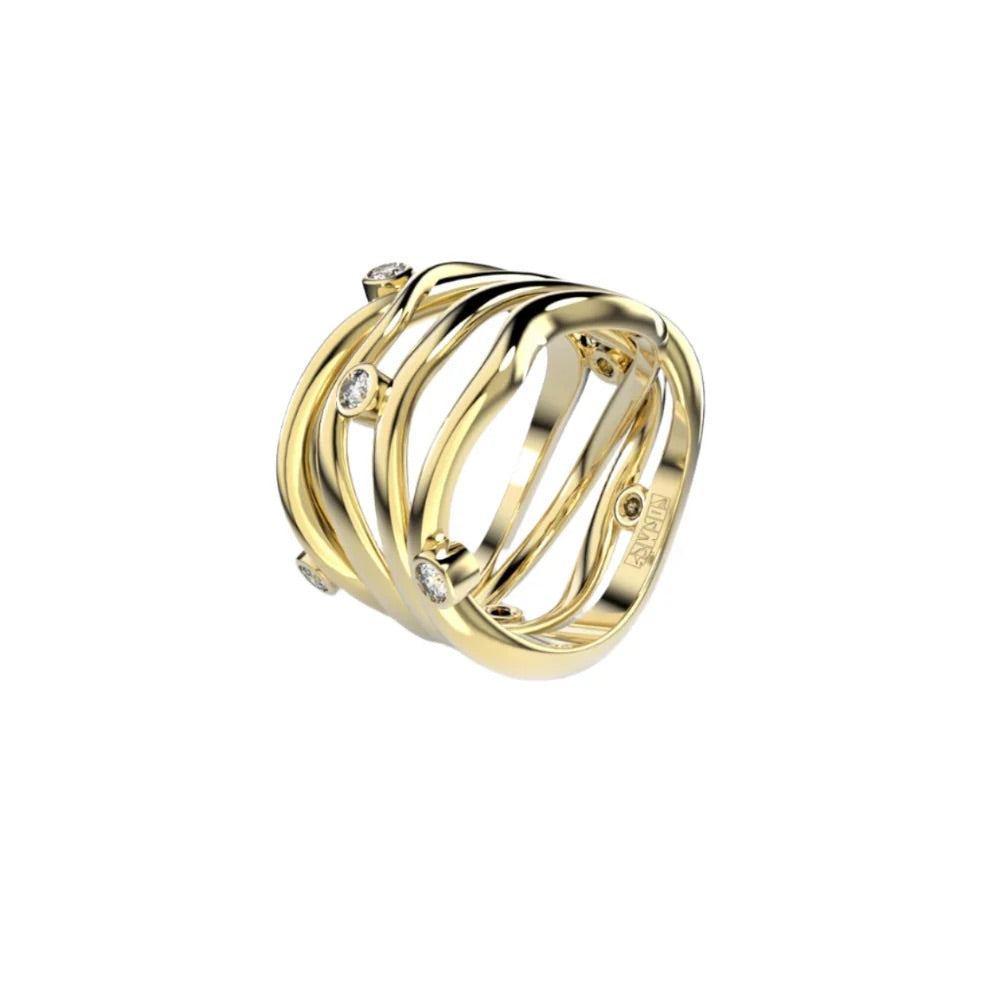 Yellow Gold Ring with Diamonds "Bare Souls"