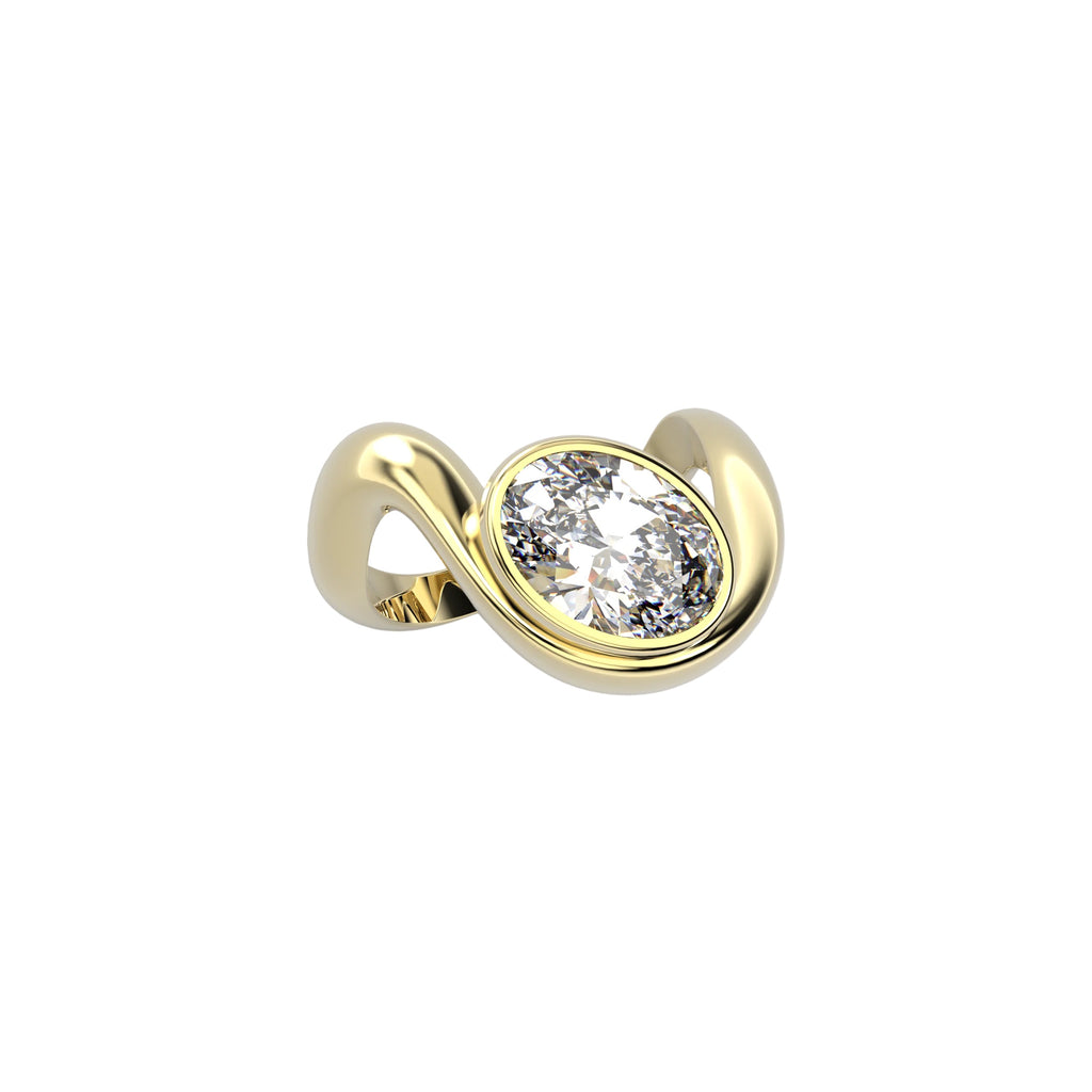 Yellow Gold Ring with Diamond "Bare Souls"