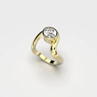 Yellow Gold Ring with Diamond "Bare Souls. Wave"