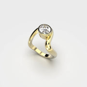 Yellow Gold Ring with Diamond "Bare Souls. Wave"