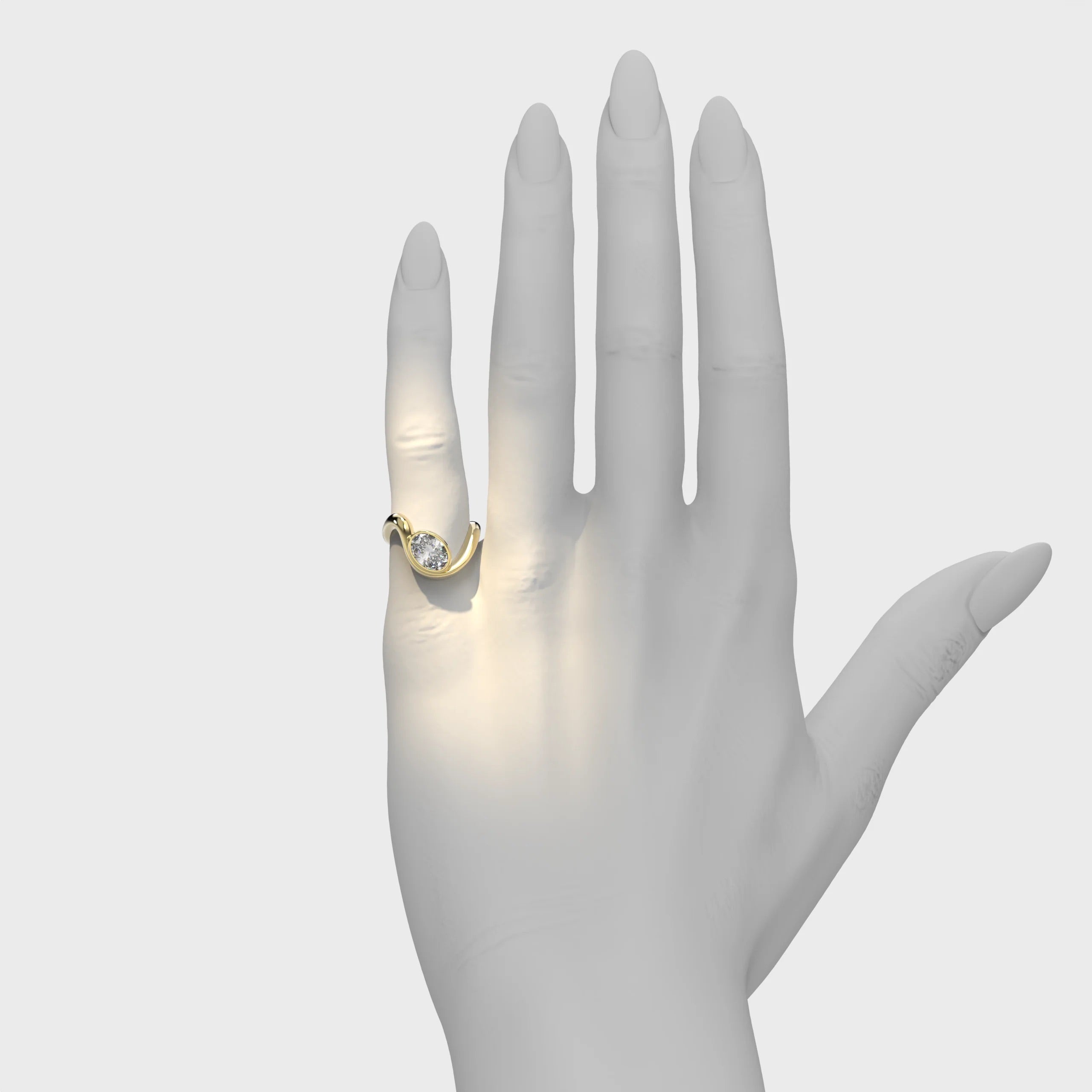 Yellow Gold Ring with Diamond "Bare Souls. Wave"