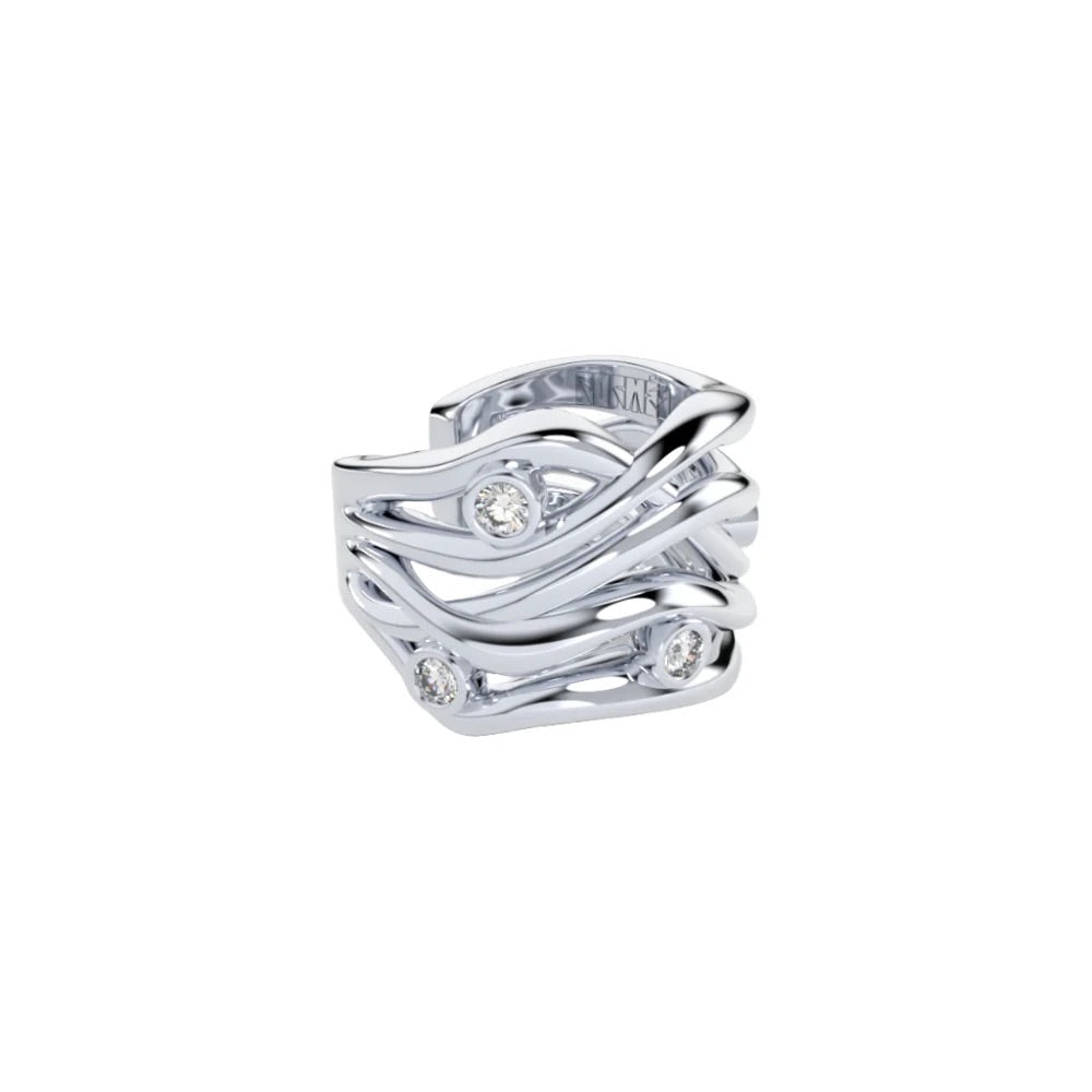 Balto aukso auskaras su deimantais „Bare Souls. Five–Threads“