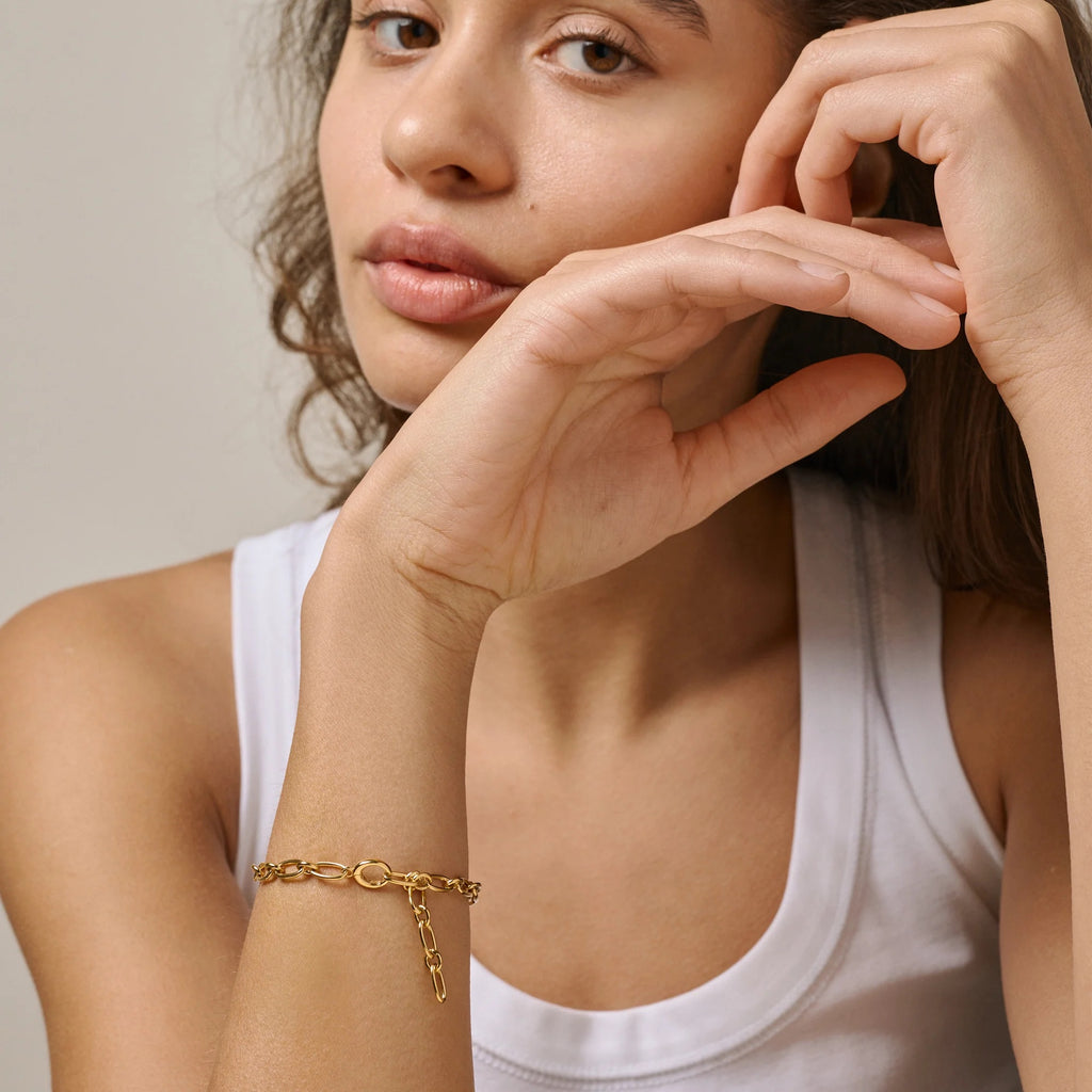 Auksuoto sidabro apyrankė „Chunky Charm“