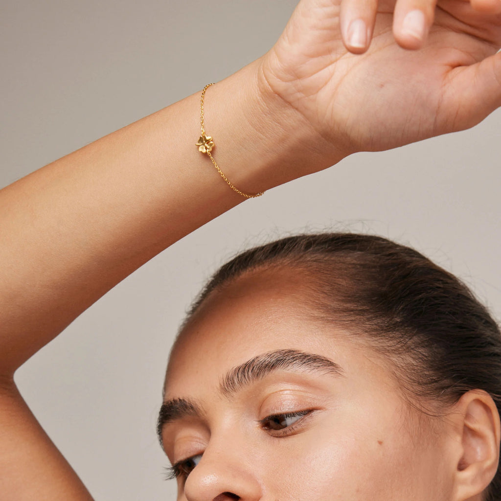 Gold Plated Sivler Bracelet "Organic Clover"