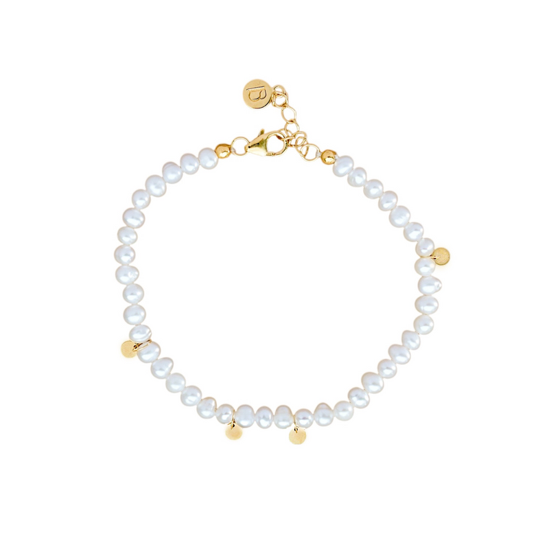 Gold Plated Silver Bracelet with Pearls "Capri"