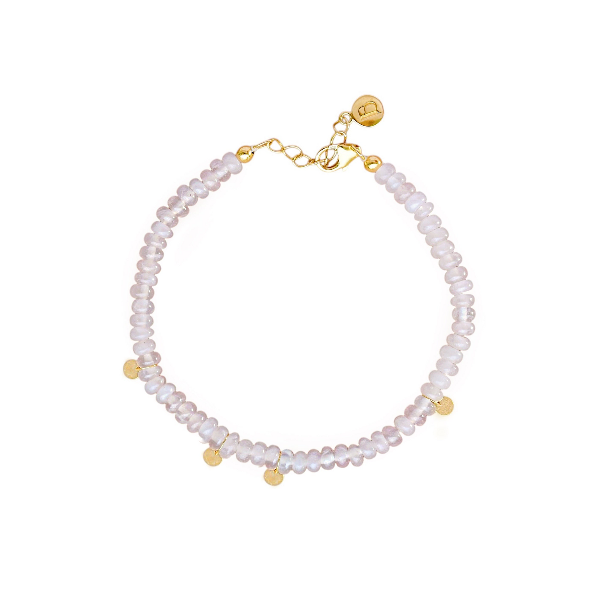Gold Plated Silver Bracelet with Rose Quartz "Capri"