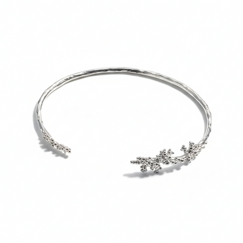 Silver Bangle "Coral Drizzle"