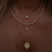 Gold Plated Silver Necklace with Pearl and Moisanitte "Fiona"