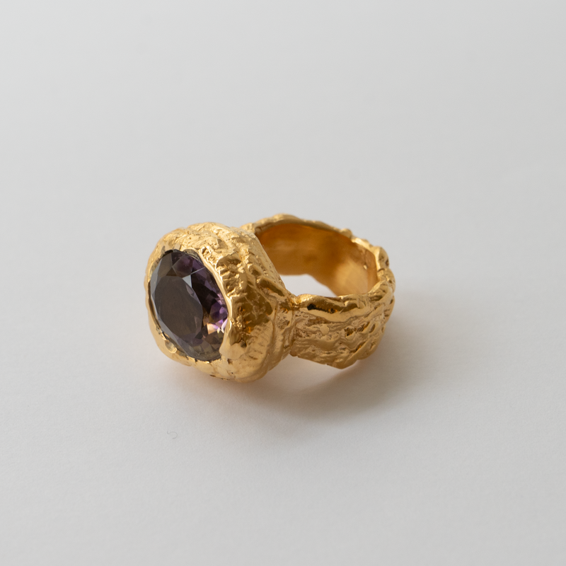 Gold Plated Silver Ring with Swarovski