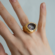 Gold Plated Silver Ring with Swarovski