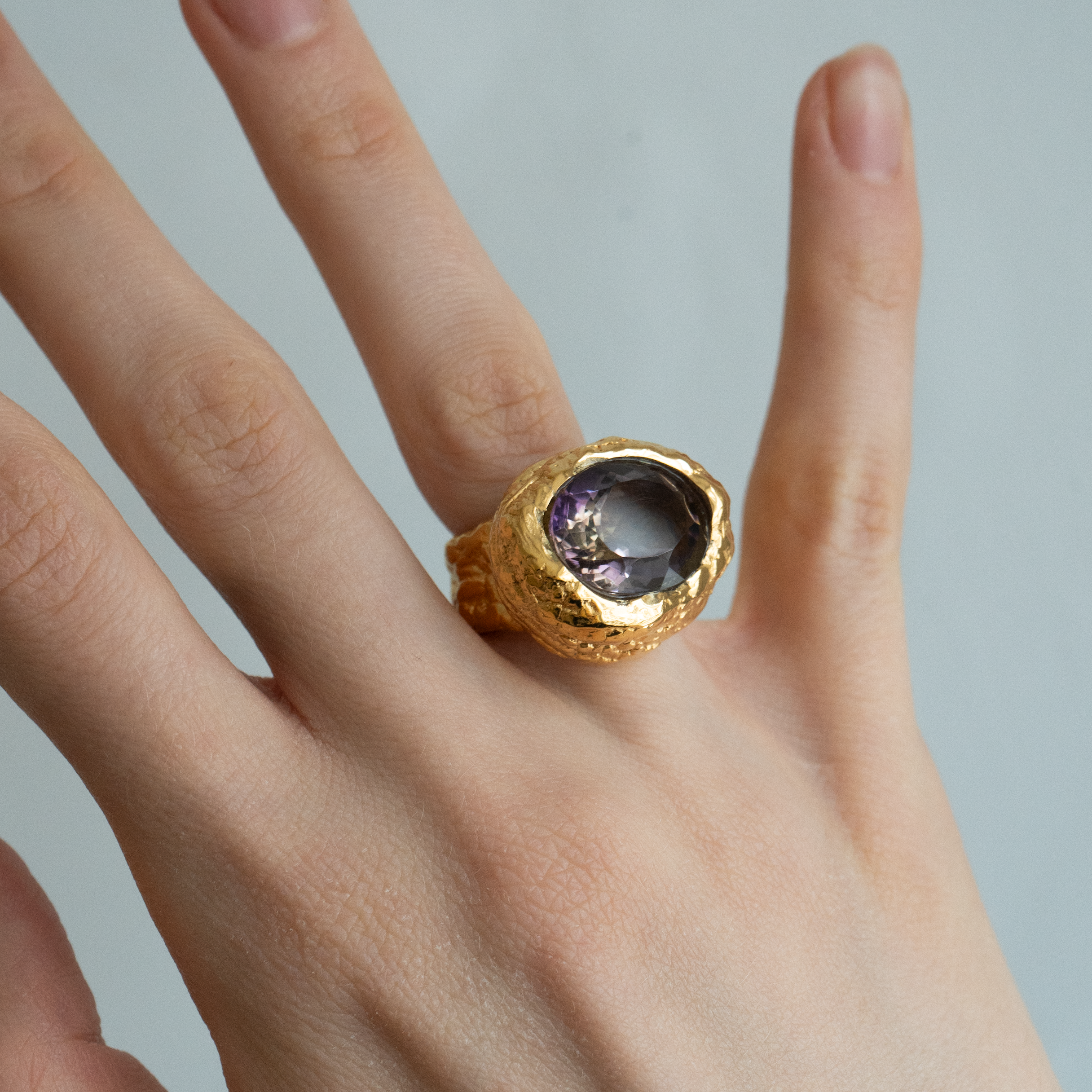 Gold Plated Silver Ring with Swarovski