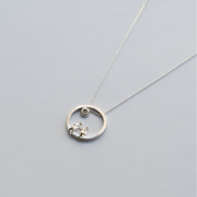 Silver Necklace with Diamond "All Around Us"