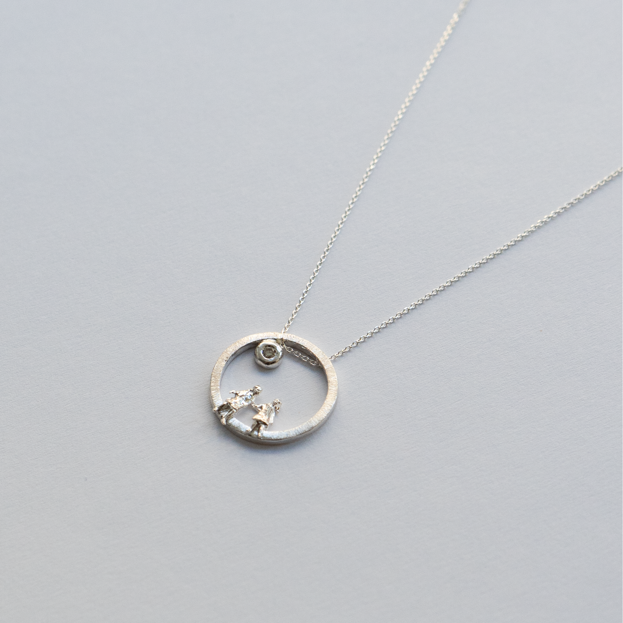 Silver Necklace with Diamond "All Around Us"