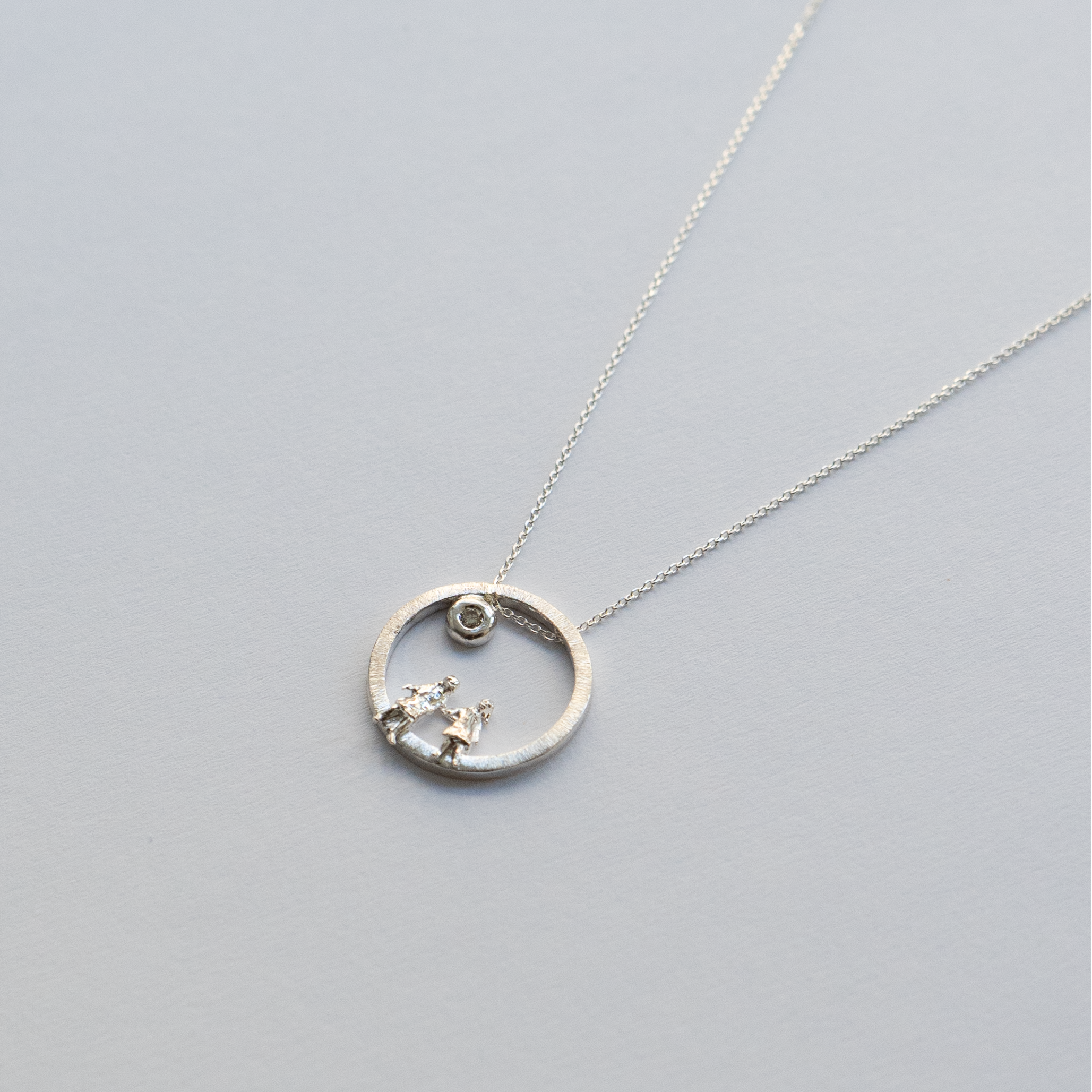 Silver Necklace with Diamond "All Around Us"
