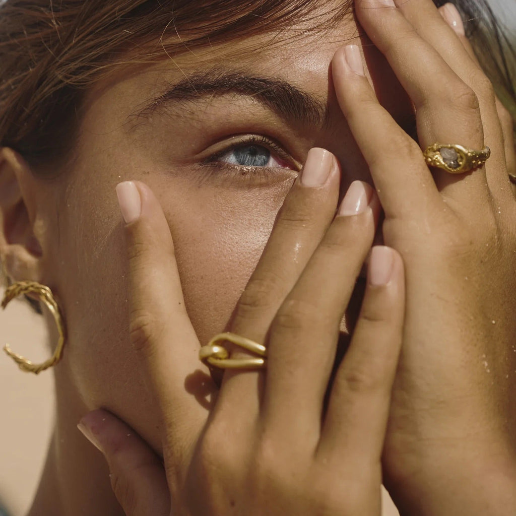 Gold Plated Earrings "Handweavers Circles"