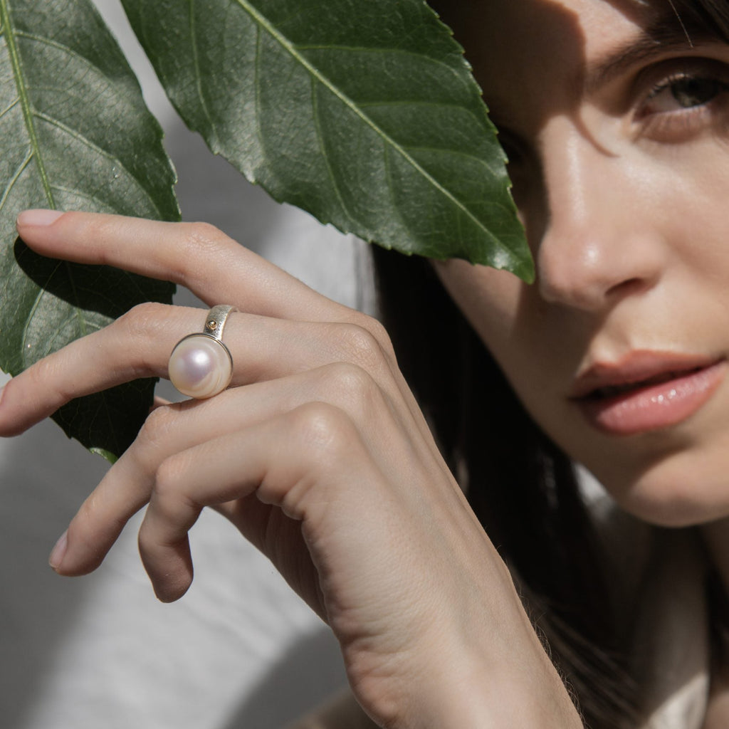 Silver & Pearl Ring "Imagination Cloud"