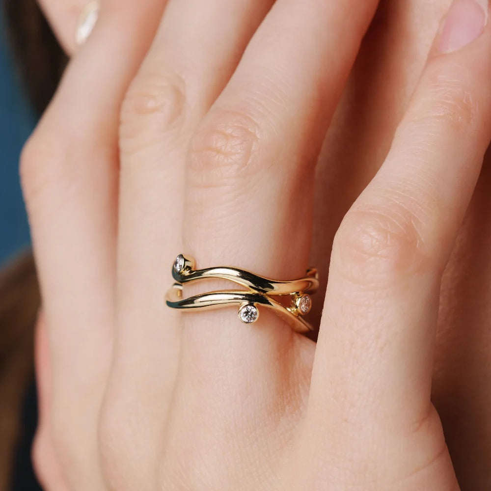 Yellow Gold Ring with Diamonds "Bare Souls"