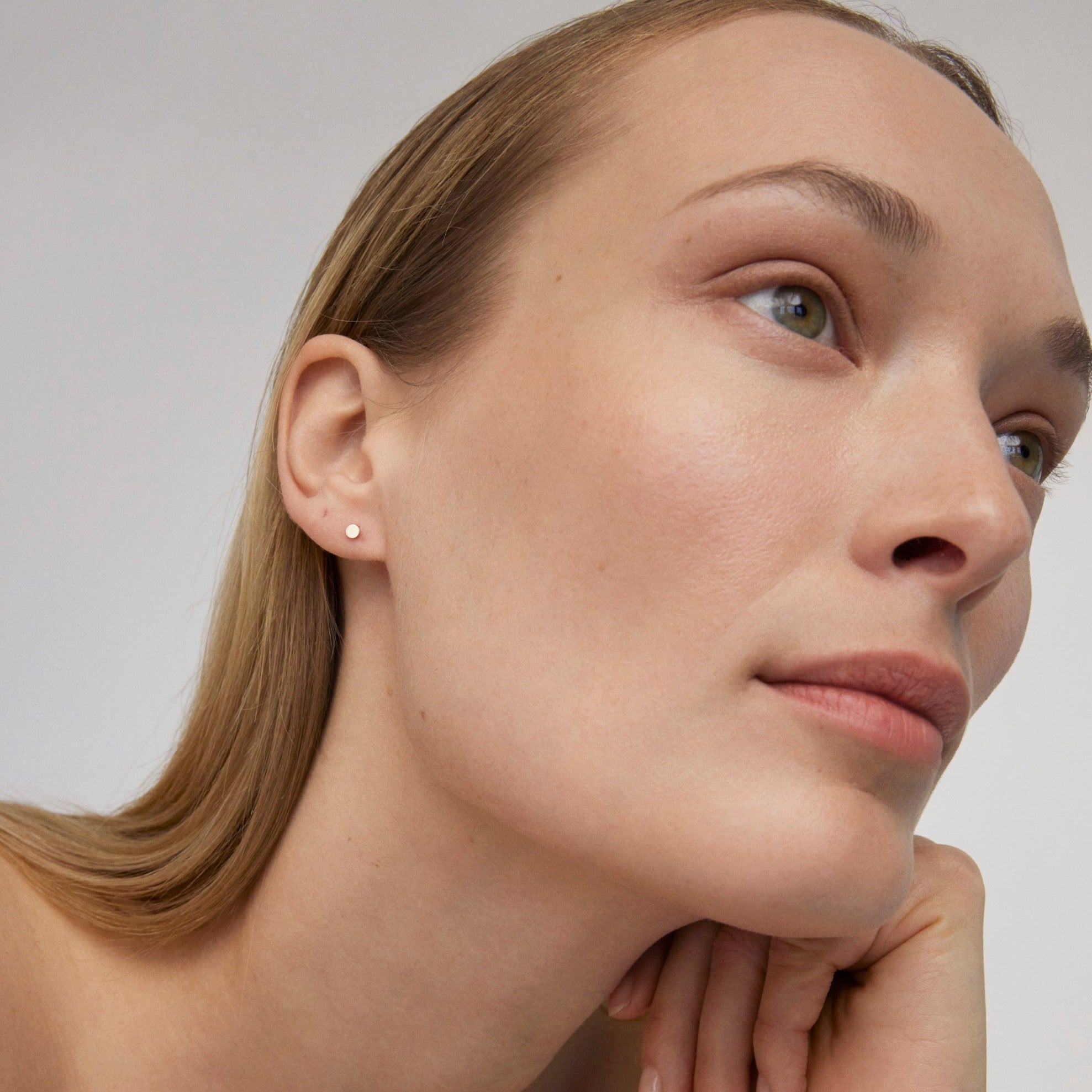 Yellow Gold Earrings "Dot", 3 mm