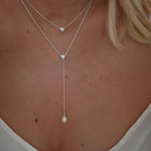 Silver Necklace with Pearl and Topaz "Valencia"