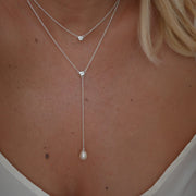 Silver Necklace with Pearl and Topaz "Valencia"